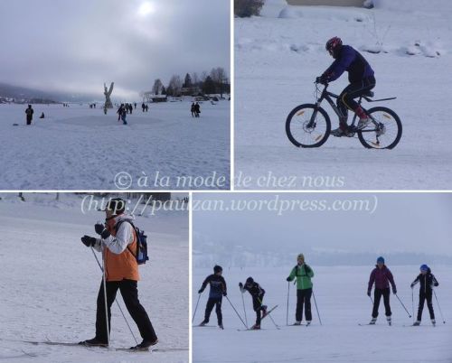 Diverses actitivités sportives pratiquées sur le lac gelé de Joux, 2 mars 2013
